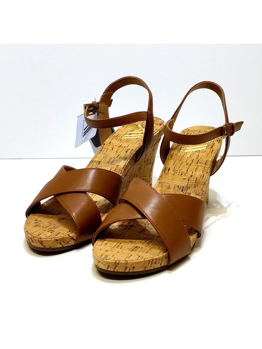 Aerosoles Strappy Cork High Espadrille Wedge Sandal Adjustable Block Heel Sz 11